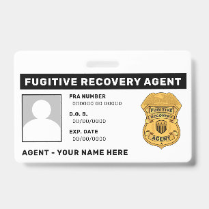 FUGITIVE ERHOLUNG AGENT Lanyard Abzeichen Ausweis