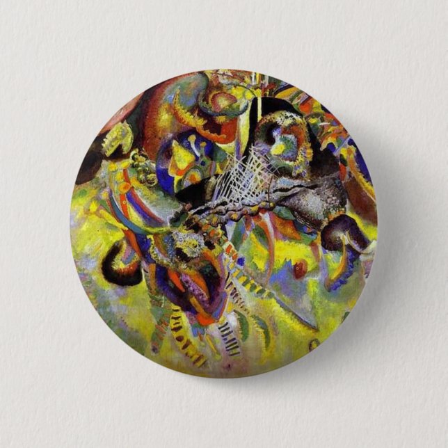 Fugue Abstrakte Malerei von Kandinsky Button (Vorderseite)