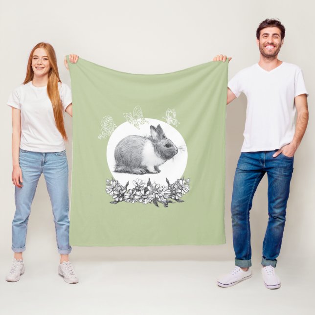 Fühl das Kaninchen. Bleistift zeichnend. Fleecedecke (Beispiel)