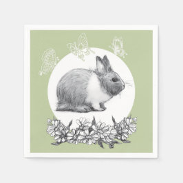 Fühl das Kaninchen. Bleistift zeichnend. Serviette