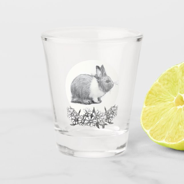 Fühl das Kaninchen. Stift zeichnend einfarbig Schnapsglas (Vorderseite)
