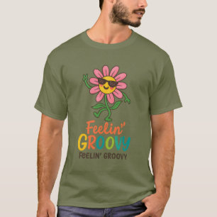 Fühl dich groovy Retro-Blumen Basic-Dunkel-T-Shirt T-Shirt