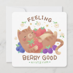 Fühl dich gut mit Beeren: Süße Katze mit Beeren Einladung