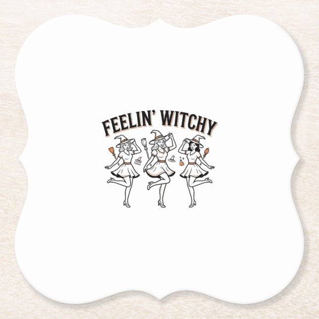 Fühl dich verhext Retro Halloween Hexen Untersetzer (Vorderseite)