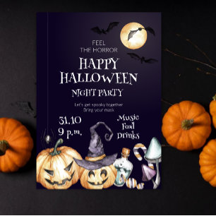 Fühle den Horror Frohe Halloween Nacht Party Einladung