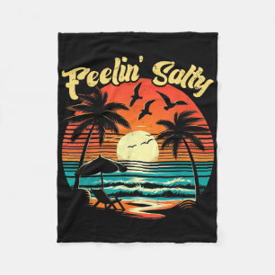 Fühle mich salzig Strand Sommerurlaub Vintage 70er Fleecedecke