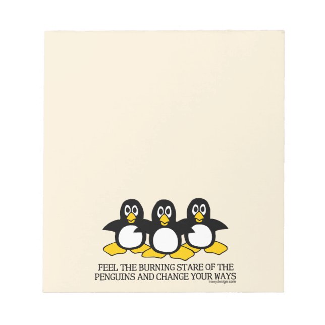 Fühlen Sie den brennenden Gestank der Pinguine Tan Notizblock (Vorderseite)