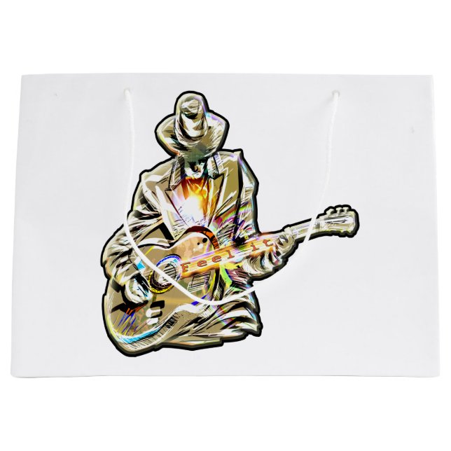 Fühlen Sie die Blues - Künstlerisches Gitarrendesi Große Geschenktüte (Vorderseite)