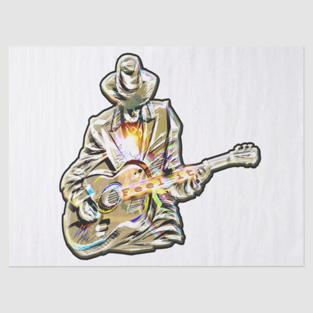 Fühlen Sie die Blues - Künstlerisches Gitarrendesi Seidenpapier (Vorderseite)