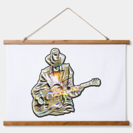Fühlen Sie die Blues - Künstlerisches Gitarrendesi Wandteppich Mit Holzrahmen