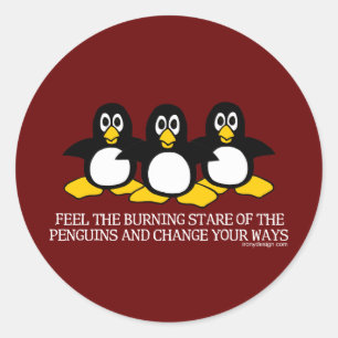 Fühlen Sie die brennende Gestalt der Pinguine Runder Aufkleber
