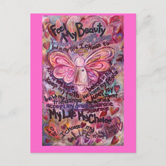 Fühlen Sie meine Beauty Pink-Krebs-Engel Postcard Postkarte (Vorderseite)