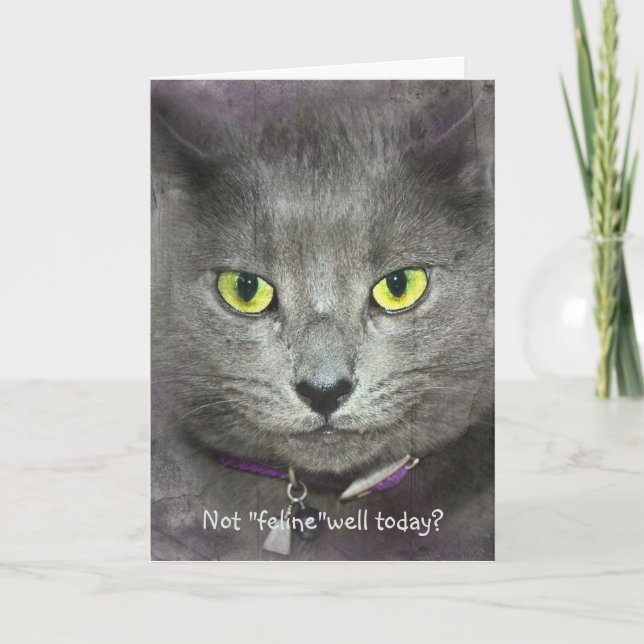 Fühlen Sie sich bald besser Katzengesicht Karte (Vorderseite)