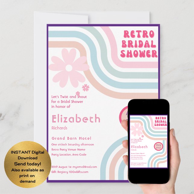 Fühlen Sie sich besiegt! Kosmisches Retro-70er-Bra Einladung (Von Creator hochgeladen)