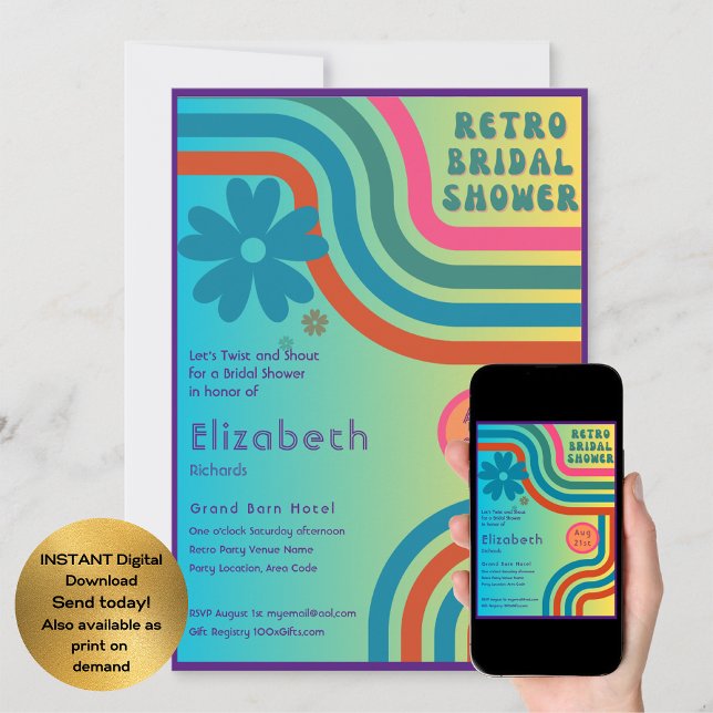 Fühlen Sie sich besiegt! Kosmisches Retro-70er-Bra Einladung (Von Creator hochgeladen)