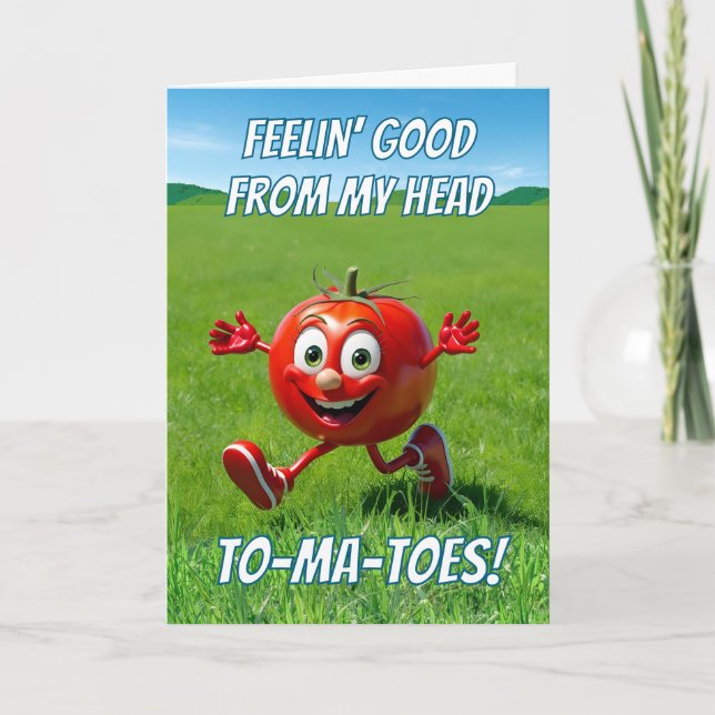 Fühlen Sie sich besser bald Tomato Pun Cartoon Karte (Vorderseite)