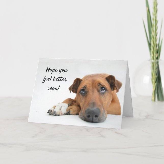 Fühlen Sie sich besser bald traurigen Hund gut Kar Karte (Vorderseite)