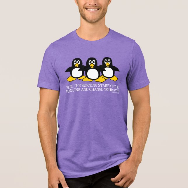 Fühlen Sie sich die brennende Gestalt des Pinguin- Tri-Blend Shirt (Vorderseite)