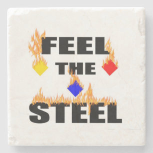 Fühlen Sie sich die Steel Fire Football Sports Unt Steinuntersetzer
