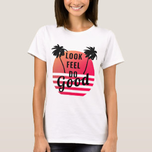 Fühlen Sie sich gut Sommer Sonnenuntergang Palmen T-Shirt