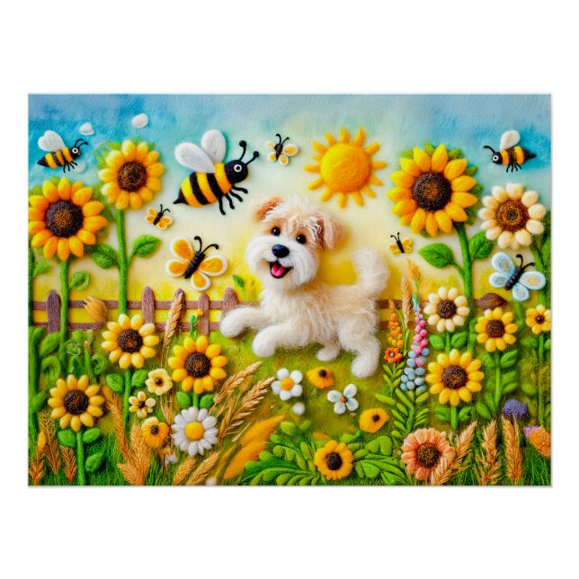 Fühlen Sie sich mit Bienen in einem Sonnenblumenga Poster (Vorderseite)