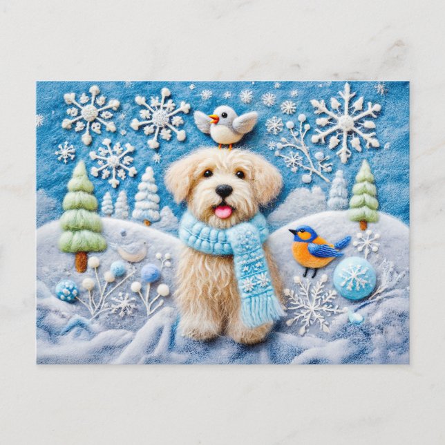 Fühlen Sie sich wie ein Hund in einer schneesicher Postkarte (Vorderseite)