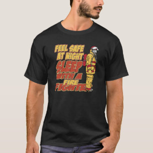 Fühlensicheres, Schlaf mit einem Feuerwehrmann T-Shirt
