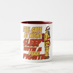Fühlensicheres, Schlaf mit einem Feuerwehrmann Zweifarbige Tasse