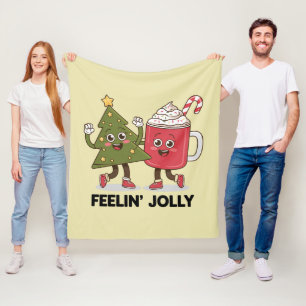 Fühlt sich fröhlicher Weihnachtsbaum Kaffeeliebhab Fleecedecke