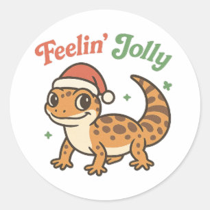 Fühlt sich lustig, Weihnachten Leopard Gecko Runder Aufkleber