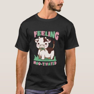 Fühlt sich Moo-tiviert Kuh isst Gras Kawaii Niedli T-Shirt