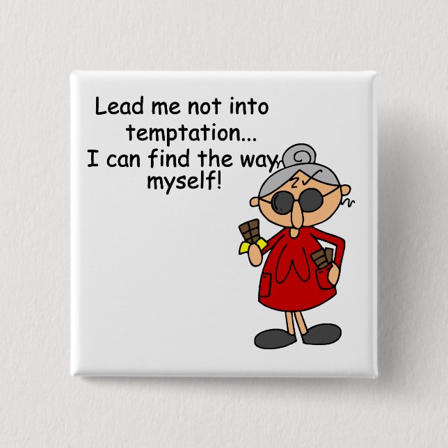 Führe mich nicht in Versuchung Spaß Button (Vorderseite)