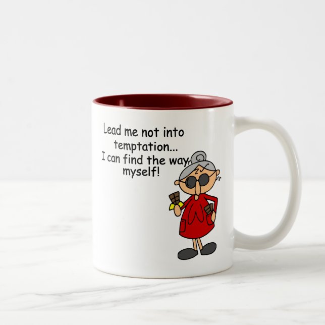 Führe mich nicht in Versuchung Spaß Zweifarbige Tasse (Rechts)