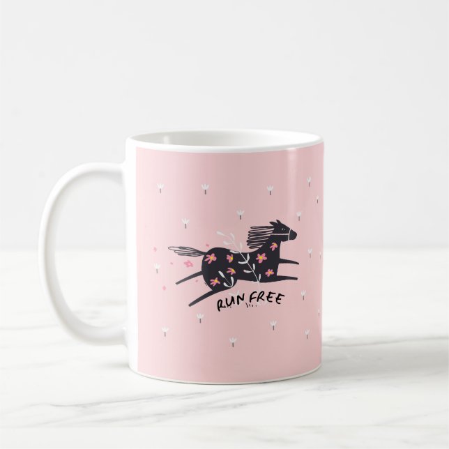 Führen Sie das freie Rosa Rosa Pferd Christlich du Kaffeetasse (Links)