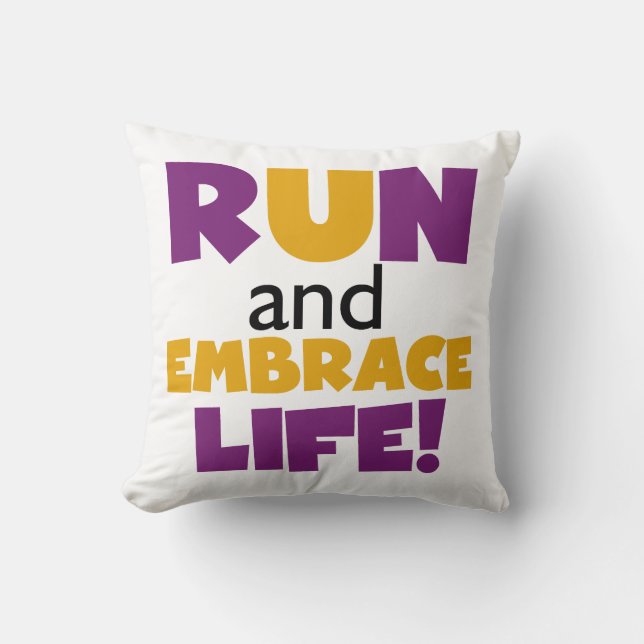 Führen Sie Embrace Life Lila Gelb aus Kissen (Vorderseite)