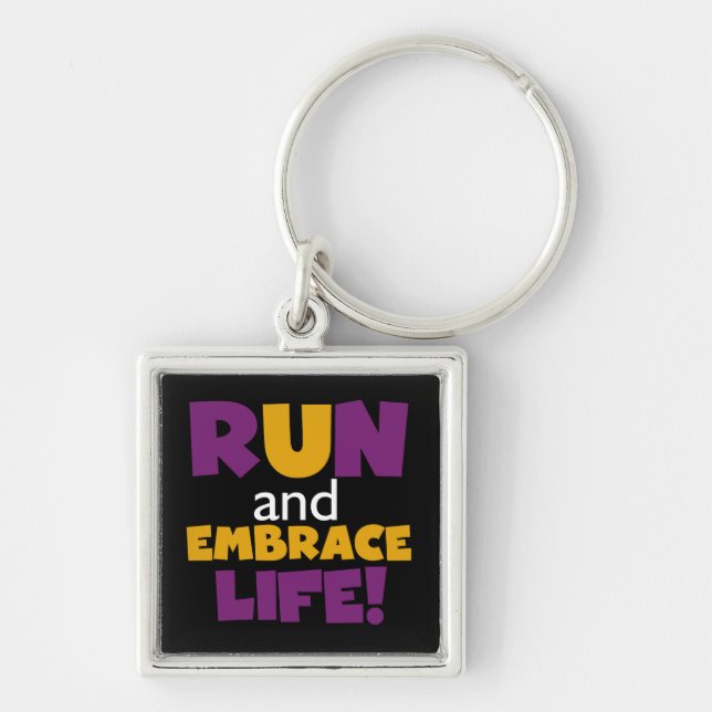 Führen Sie Embrace Life Lila Gelb aus Schlüsselanhänger (Vorne)