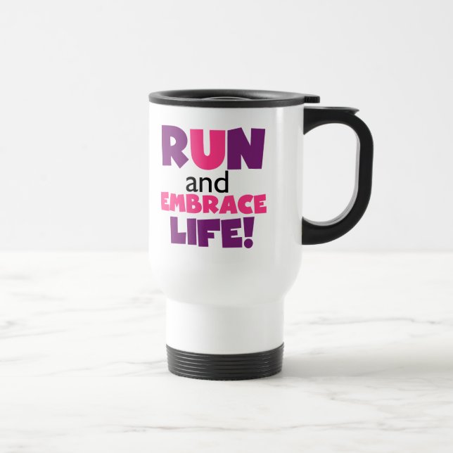 Führen Sie Embrace Life Lila Pink aus Reisebecher (Rechts)