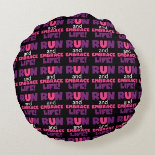 Führen Sie Embrace Life Lila Pink aus Rundes Kissen