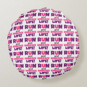 Führen Sie Embrace Life Lila Pink aus Rundes Kissen