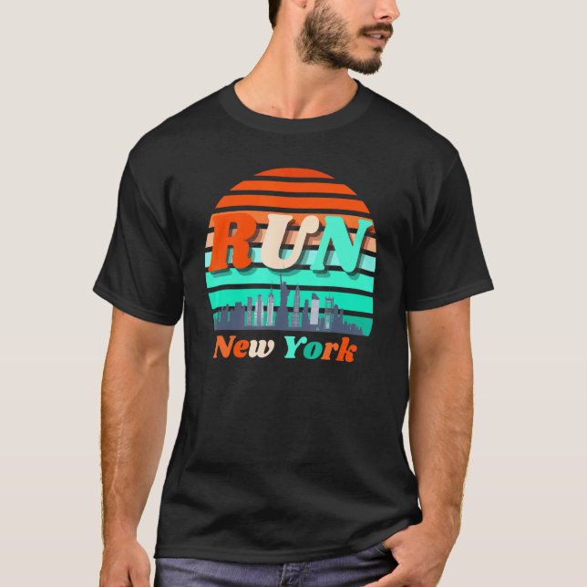 Führen Sie New York Sunrise City Silhouette Celebr T-Shirt (Vorderseite)