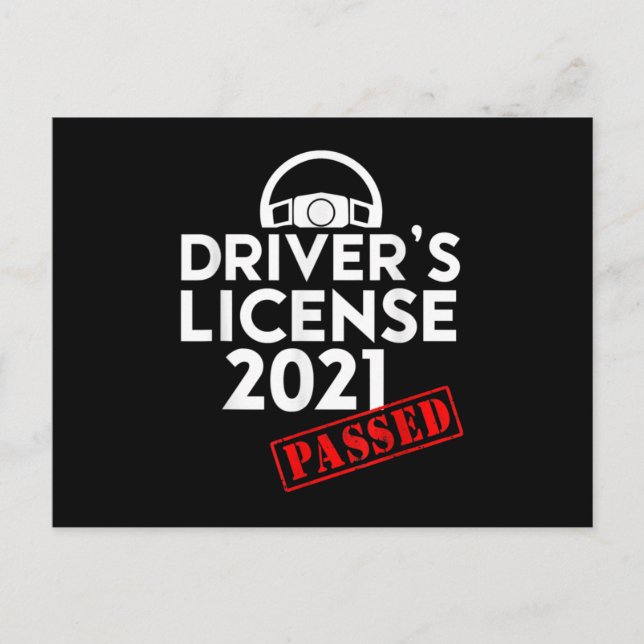 Führerschein 2021 hat Geschenke zum ersten Mal bes Ankündigungspostkarte (Vorderseite)