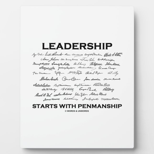 Führung beginnt mit Penmanship (Unterschriften) Fotoplatte (Vorderseite)