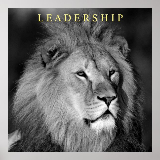 Führung Motivierend Lion Einzigartig Schwarz-weiß Poster (Vorne)