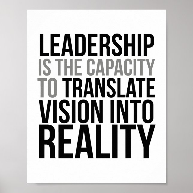 Führung überträgt Vision in die Realität Poster (Vorne)