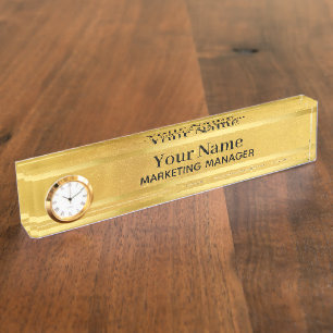Führungskraft Brass Desktop Mini Gold Clock Namens Namensplakette