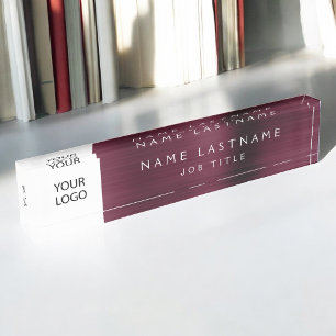 Führungskraft für benutzerdefinierte Logos Burgund Namensplakette