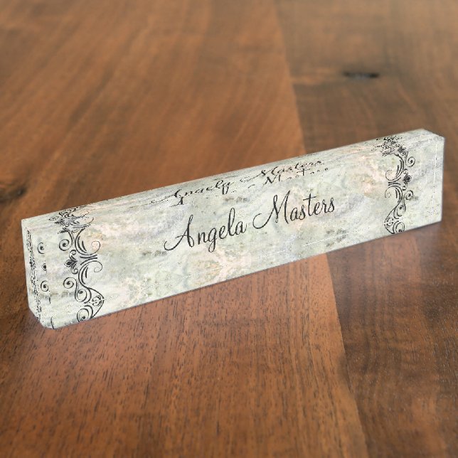 Führungskraft für klassische Ladys Monogram Stone  Namensplakette (Seite)