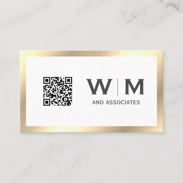 Führungskraft Gold Classic Monogramm | QR CODE Visitenkarte (Vorderseite)