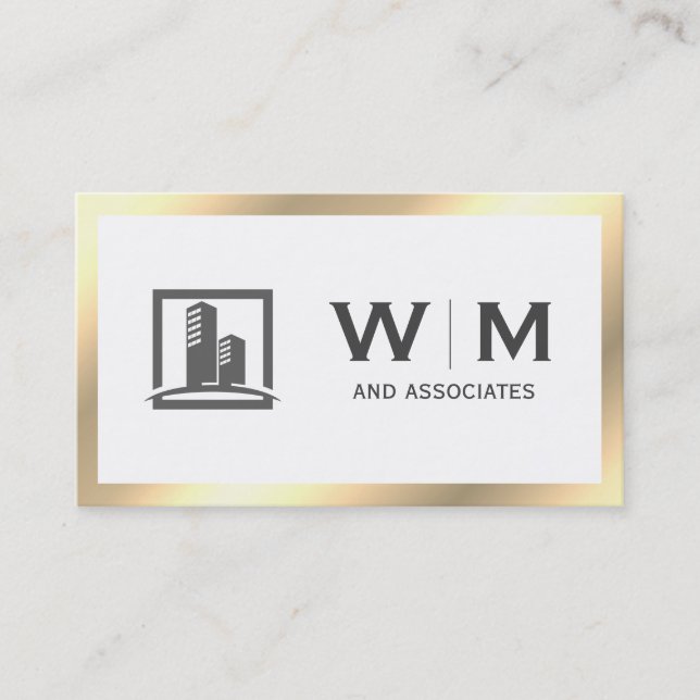 Führungskraft Gold Classic Monogramm | Unternehmen Visitenkarte (Vorderseite)