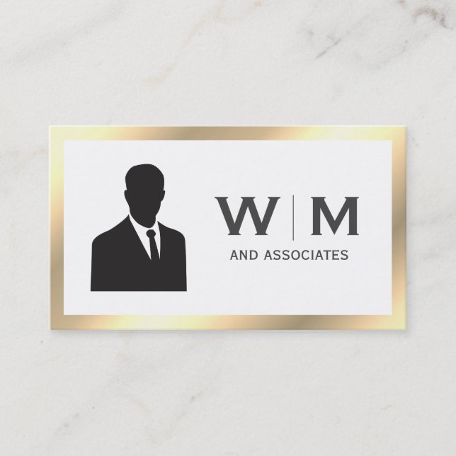 Führungskraft Gold Classic Monogramm Visitenkarte (Vorderseite)